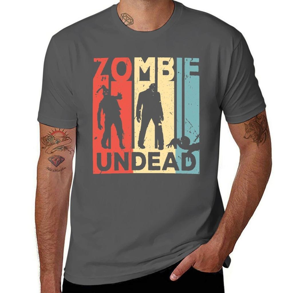 Maglietta Vintage Retro Zombie Non Morti Comoda Base Girocollo