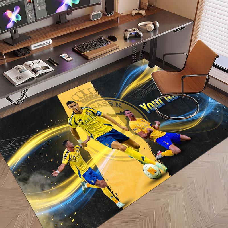 Benutzerdefinierter Teppich Cristiano Ronaldo Muster Druck Name Text Weicher Rutschfester Boden Teppich für Zuhause Innen Dekoration