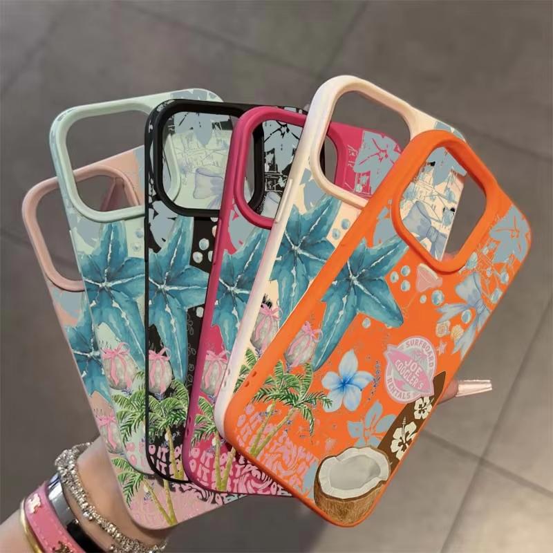 Fresh Starfish Coconut Lichee Pattern Phone Case For iPhone 16 15 14 Pro Max 12 11 13 XS X XR 16 Plus Shockproof Soft Cover
