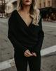 Autumn and winter new solid color European and American OL commuter knitted sweater women's thin sweater