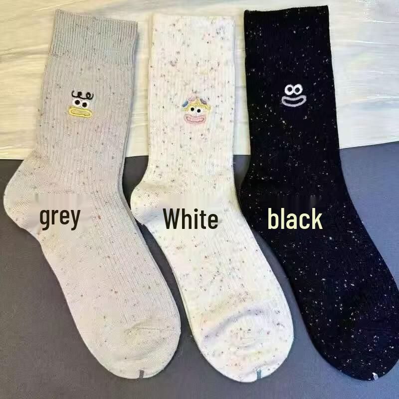 

Женские красочные мультяшные носки до середины икры из фасонной пряжи - Милые и забавные выражения One Size чёрный