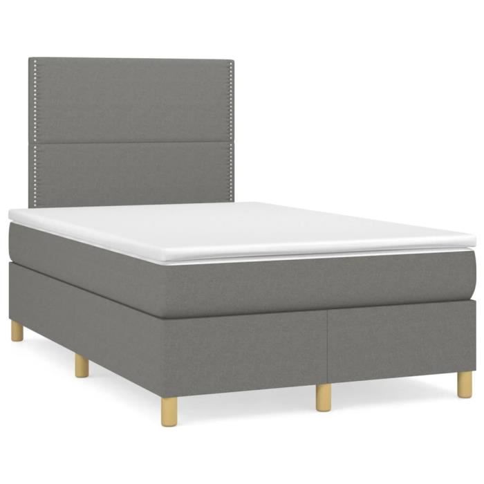 3142242 vidaXL Divan Bed with Mattress Dark Grey 120x200cm Fabric
