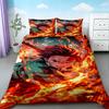 Copripiumino Demon Slayer Kimetsu No Yaiba Kamado Nezuko Anime Set Biancheria da Letto in Poliestere Set Copripiumino Stampato Cartone Animato Decorazione per la Casa
