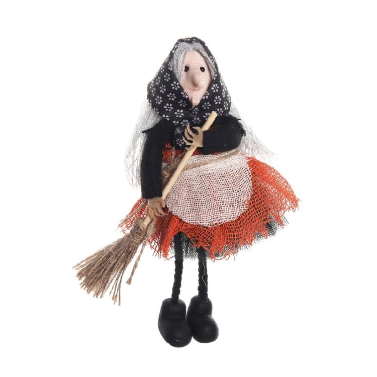 Eerie Apron Witch with Broom Suspended Decoration Chilling Adorment for Halloween Parties and Event Festives Ornament