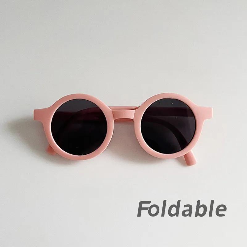 Fashion Vintage Foldable Sunglasses For Kids Girls Boys Outdoor Uv Protection Eyewear Flexible Portable Round Frame Sun Glasses