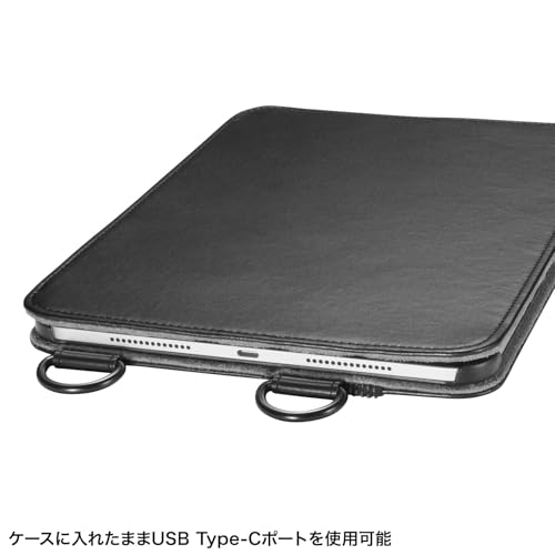 SANWA SUPPLY PDA-IPAD1712BK2 Case with Stand and Belt for iPad Pro 11-inch (M4/2024)