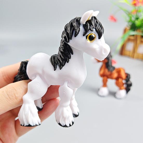 2Pcs 3D Printed Joints Stress Relief Horse Pony Statue Horse Figurine Movable Fidget Toy Simulation
