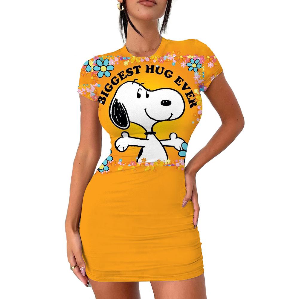 2026 Summer Disney Stitch 3D Cartoon Printed Girl Dress Short Sleeve Women's/Adult Parent-Child Dress Kawaii Beach Party Dress