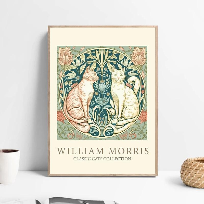 Vintage Cats William Morris Artistic Works Posters and Prints Canvas Printing Wall Art Picture for Living Room Home Decor Gifts