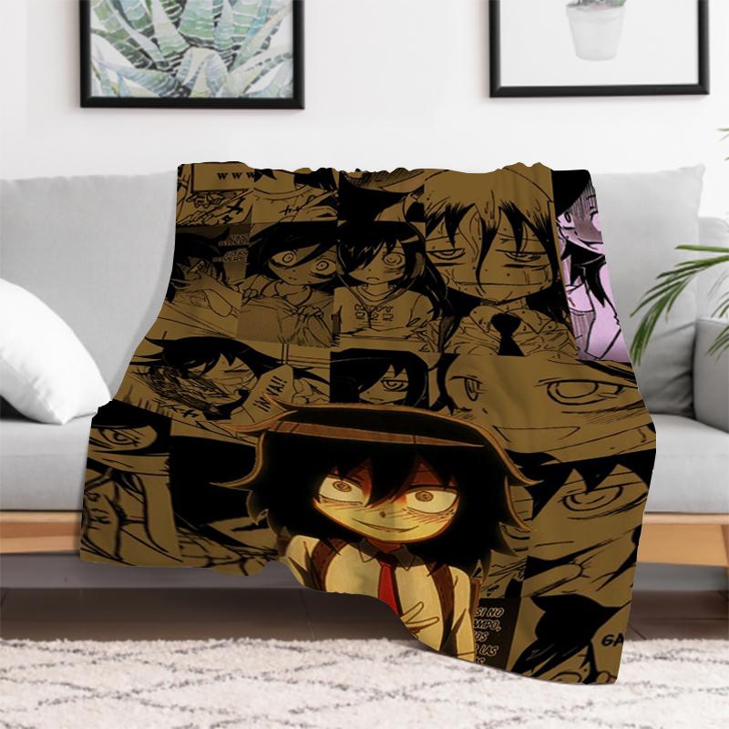 

Cute Anime Watamote Tomoko Kuroki Throw Blanket Plaid Blankets for Decorative Sofa Plead Cover King Lid Downy Throwing Portable 30x40in