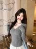 Women Lace V Neck Long Sleeve Top Modal Slim Corset Shirt Y2K Fitted Basic Layering Tee S-XL