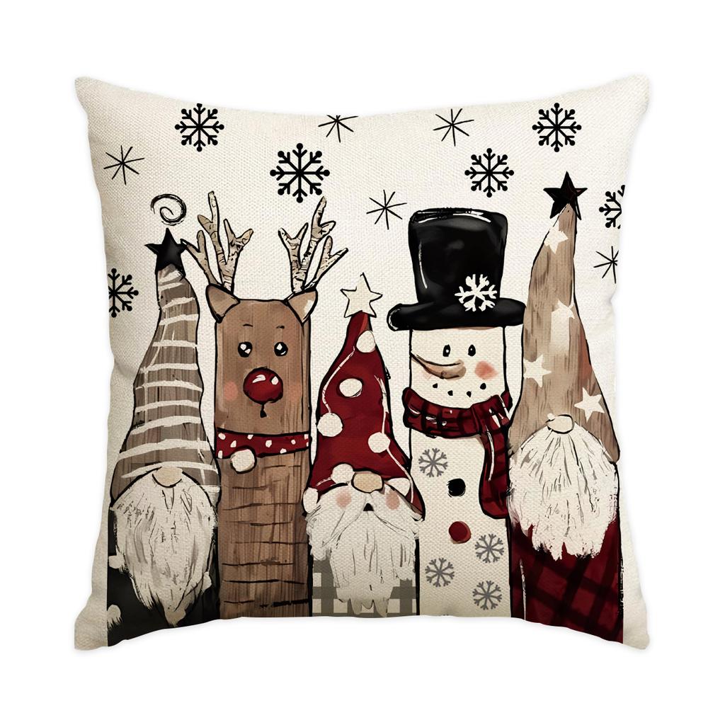1/4Pcs Vintage Christmas Pillowcases, Christmas Tree, Christmas Elf Reindeer Design Cushion Covers, Winter Holiday Home Decor
