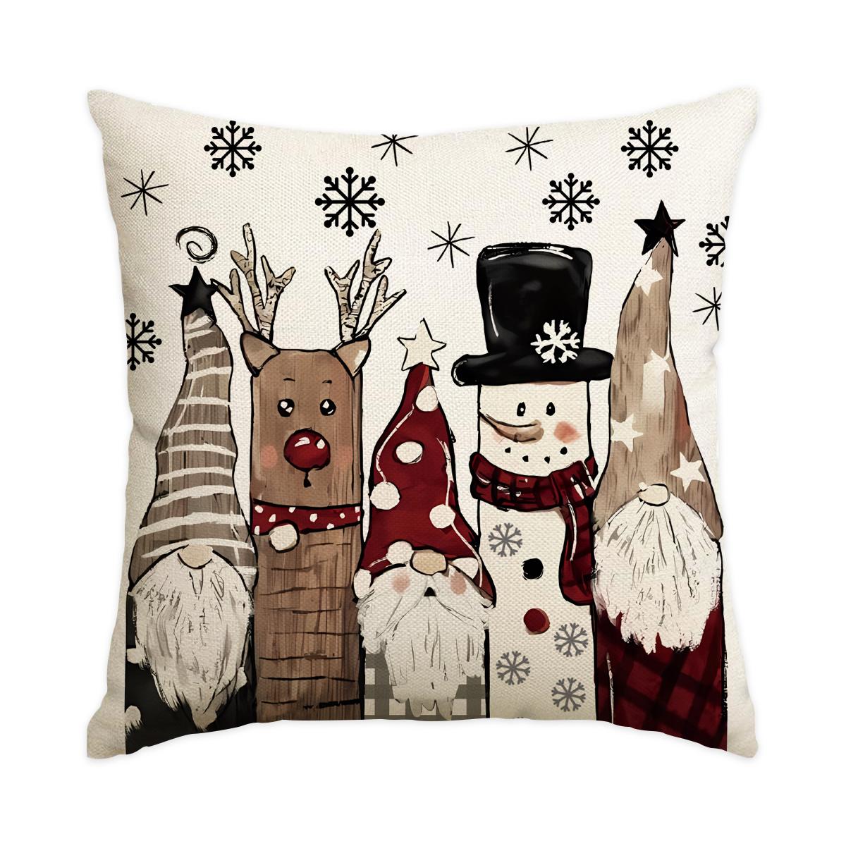 1/4 шт. Рождественская наволочка, красная наволочка с принтом снежинок и букв, рождественская декоративная наволочка (без подушки) 18x18Inch