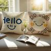 Cute English Letters Cushion Cover Pillowcase Antidustmite Invisible Zipper Short Plush Sofa Cushion