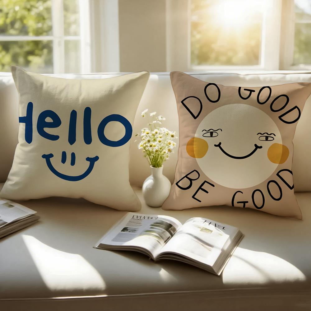 Cute English Letters Cushion Cover Pillowcase Antidustmite Invisible Zipper Short Plush Sofa Cushion