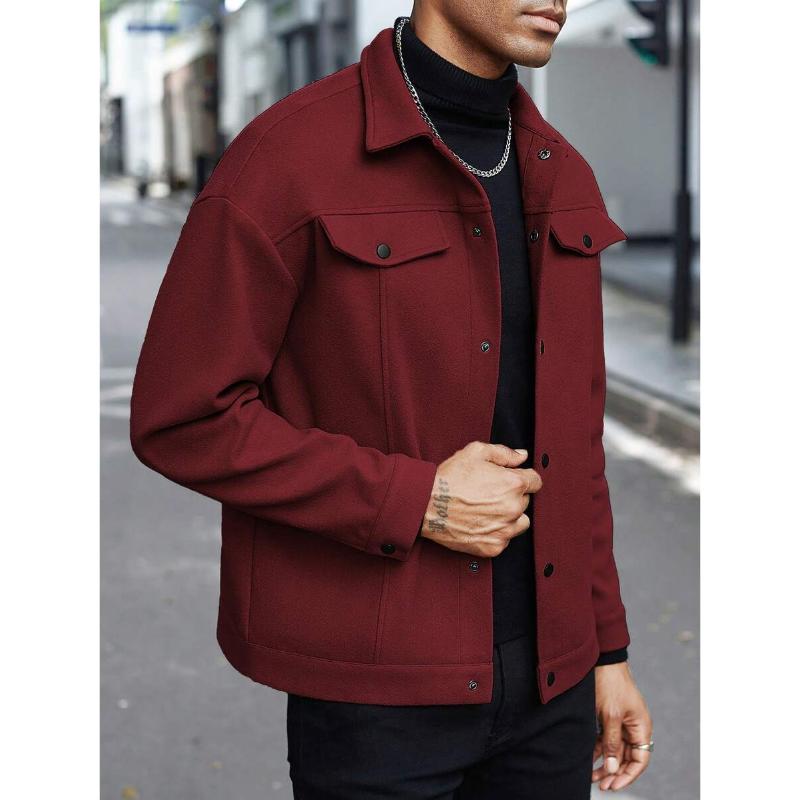 Autumn Winter New Arrival European American Style Mens Lapel Wool Blend Coat Fashion Casual Sporty Cargo Business Jacket Top