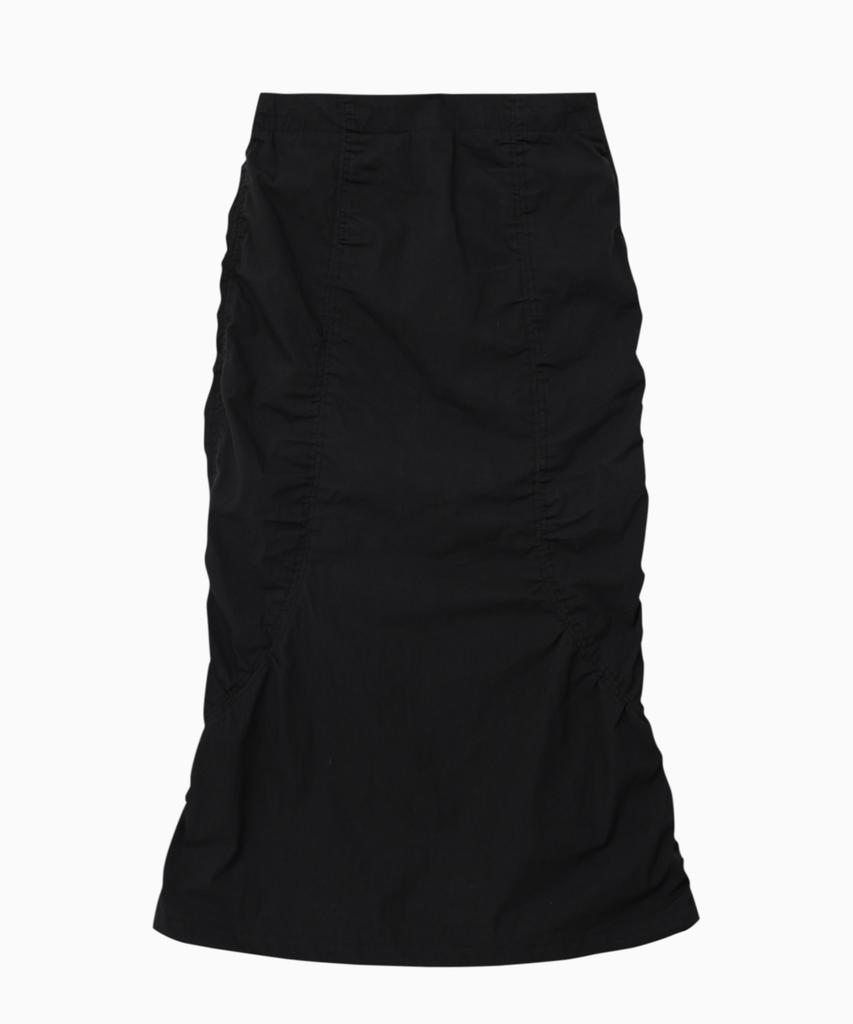 Jenyujeu Layered Belt Zipper Long Skirt - Black