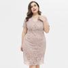 Rochie de damă, mărime mare, cu ajustare relaxată, dantelă florală, cu decolteu în V, mânecă scurtă, midi, pentru petrecere, haine de zi cu zi, birou, ținute de ocazie XL-4XL
