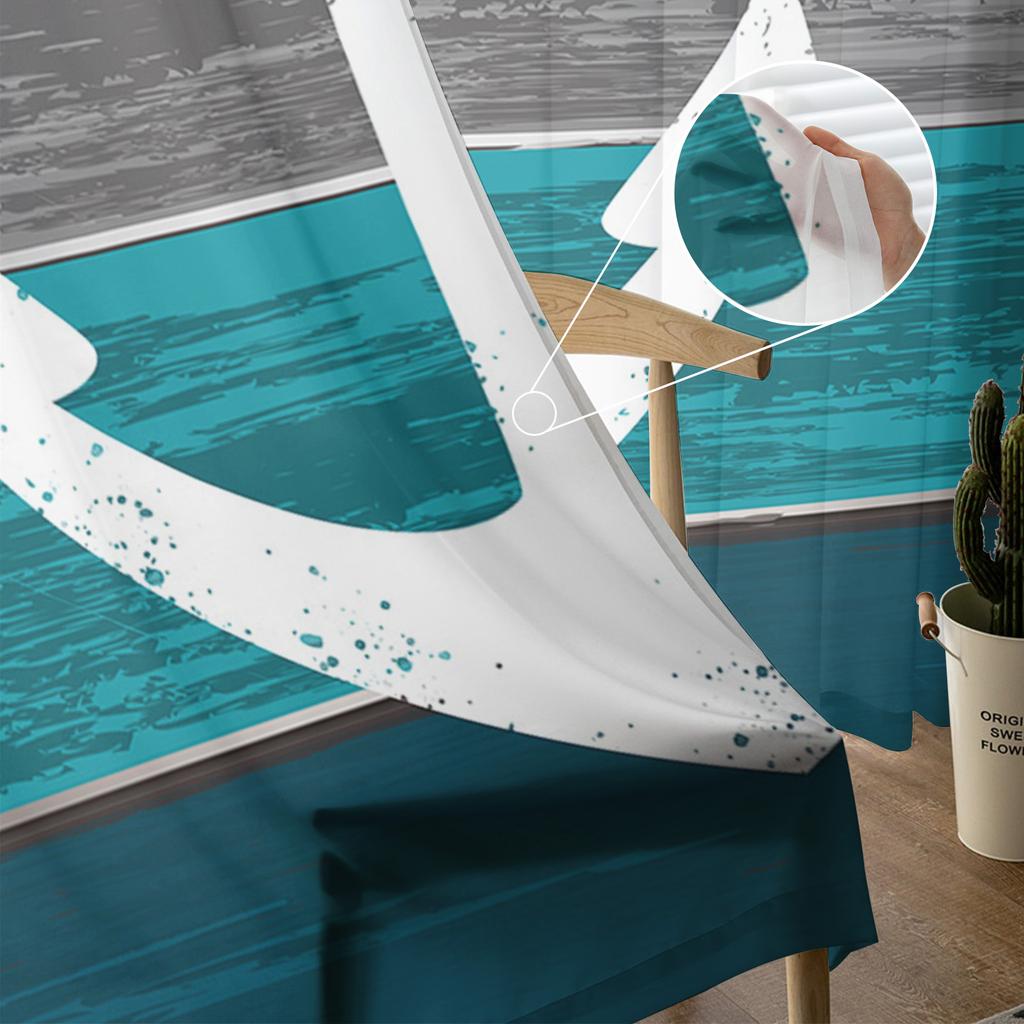 Vintage Farm Barn Wood Grain Boat Anchor Sheer Curtains for Living Room Modern Bedroom Voile Tulle Curtain Window Drapes