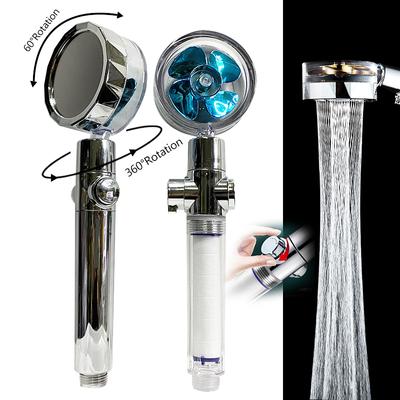 Shower Head Water Saving Flow 360 Degrees Rotating With Small Fan ABS Rain High Pressure Spray Nozzle Bathroom Accessories