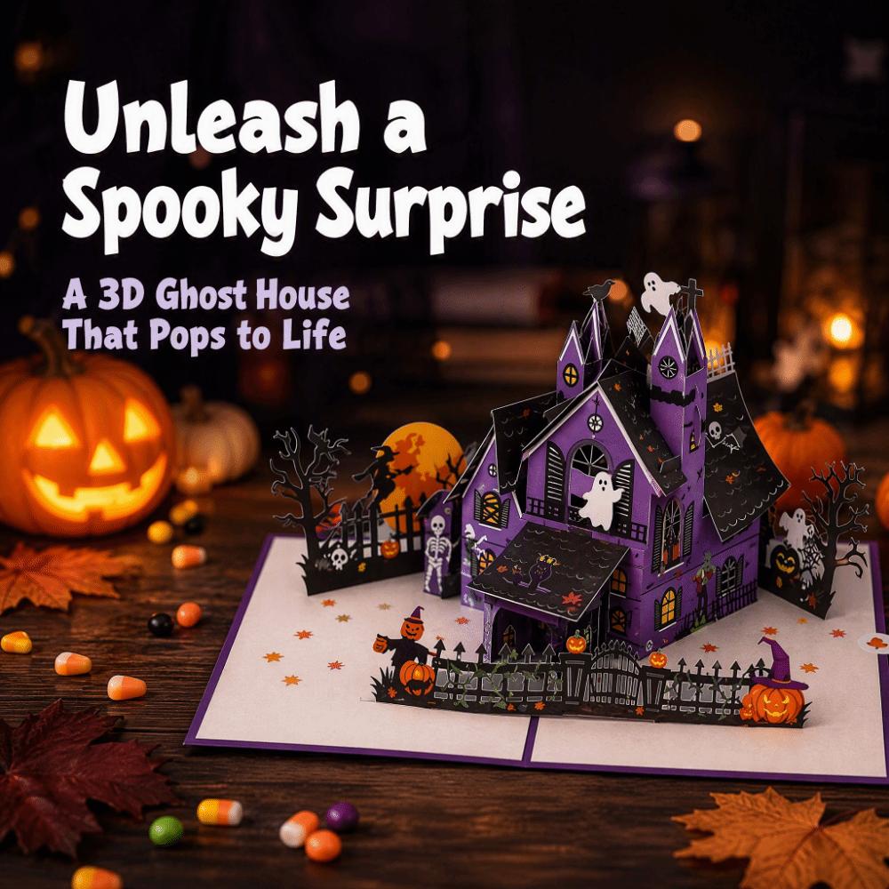 Cartoon Halloween Greeting Cards Ghost House Box Multicolor 3D Pop-Up Cards Paper Pumpkin Bat Spider Halloween Postcards