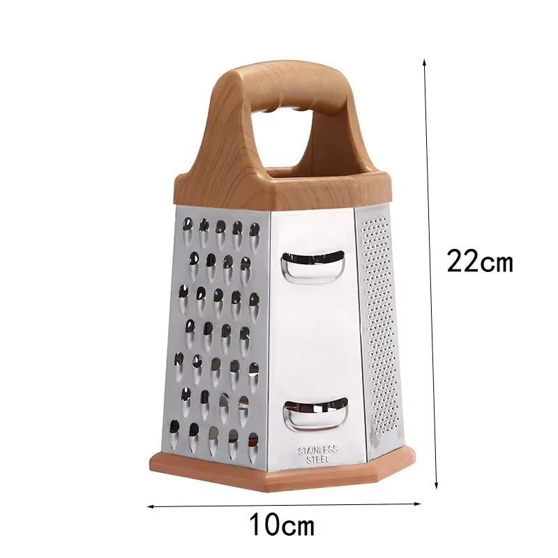 Stainless Steel 6 Sided Blades Box Grater Container Multipurpose Vegetables Cutter Manual Cheese Graters Kitchen Accessories