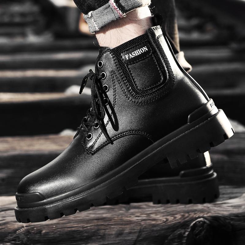 

Мужские ботильоны из натуральной кожи, нескользящие ботинки с круглым носком на шнуровке, мужские повседневные кожаные мотоциклетные ботинки, модная дизайнерская обувь на плоской подошве 45