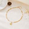 Boho Summer Beach White Beaded Necklace for Women Minimalist Silver Color Starfish Pendant Choker Perfect Vacation Jewelry Gift