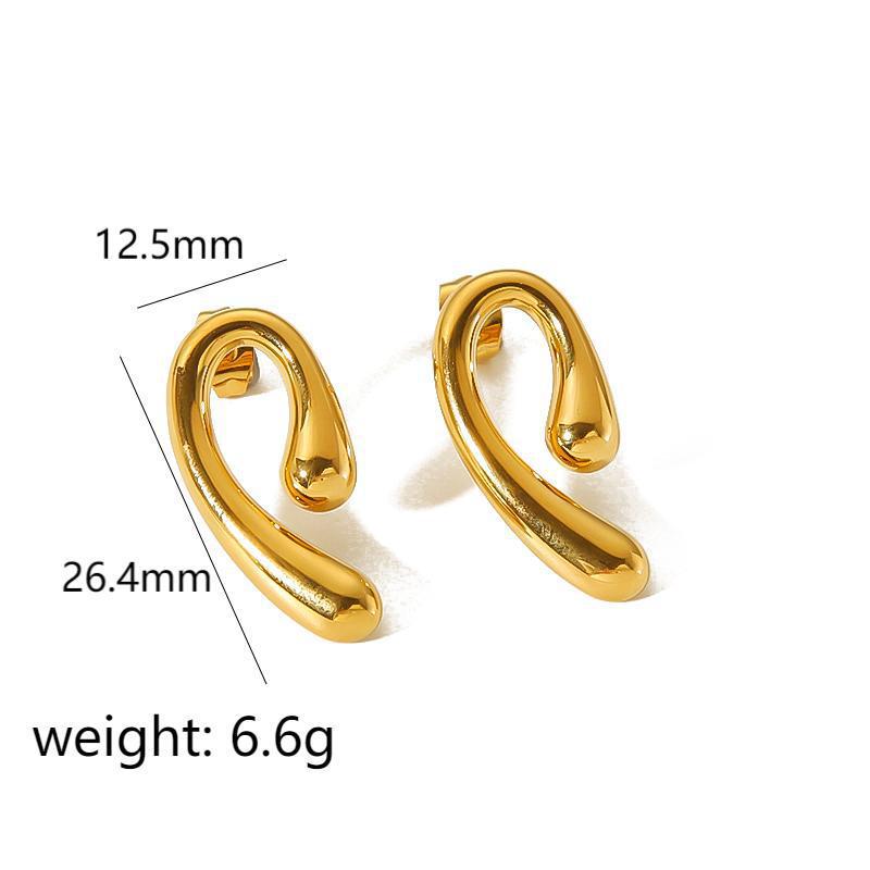 

Серьги из титановой стали с 18-каратным золотым покрытием, серьги для женщин в стиле «элитный», не выцветающие, преувеличенные серьги, гвоздики из нержавеющей стали.