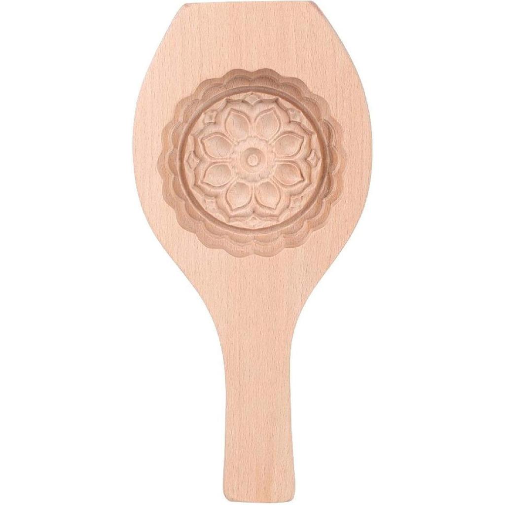 MAVIS LAVEN Beautiful Flower Pattern DIY Moon Cake, Wooden Handmade Cake for Muffin Cookie cracker Chocolate Pumpkin Pie (#06)