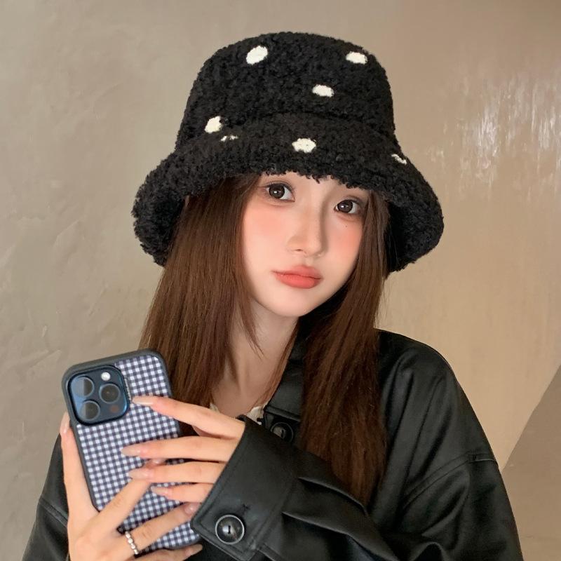 Fashion Versatile Hat Women's Autumn and Winter Thickened Warm Imitation Lamb Wool Bucket Hat Fresh and Sweet Casual Basin Hat