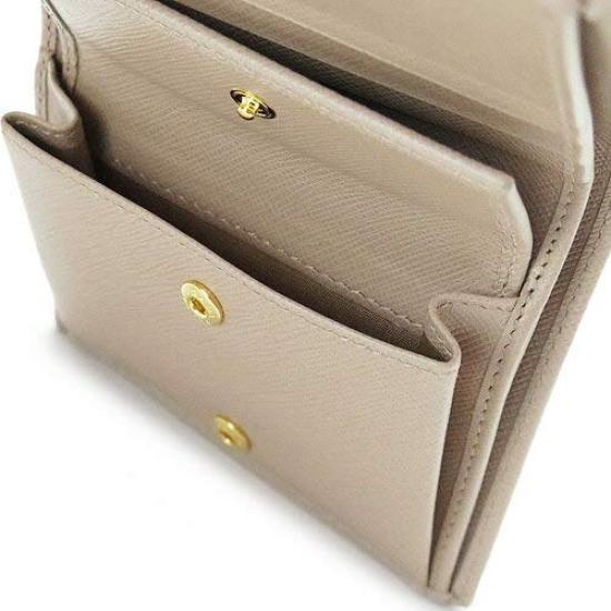 Folding Wallet Bifold Leather Cipria Beige 1MV204 QWA METAL CIPRIA [Prada] Women's F00236/SAFFIANO [Item]