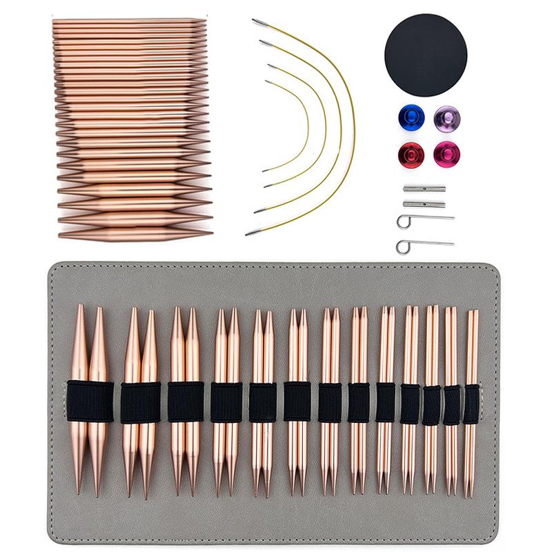Aluminum Circular Knitting Needles Set Interchangeable Crochet Hooks Weaving Yarn Knitting Needle Kit Knitting Accessories