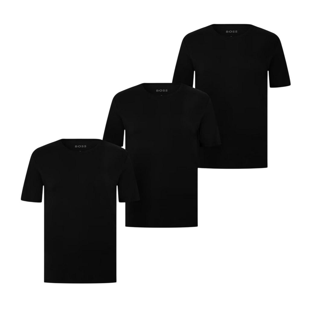 Boss Mens Embroidered Logo Crew Neck T-Shirt (Pack of 3)