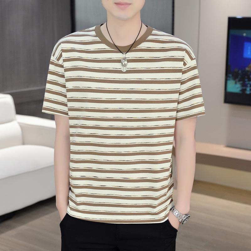 2024 Brand New Mens T-Shirts Striped Men T Shirt Short-Sleeved Man Stripe T-shirt For Male Clothing Round-Collar Tops Tees