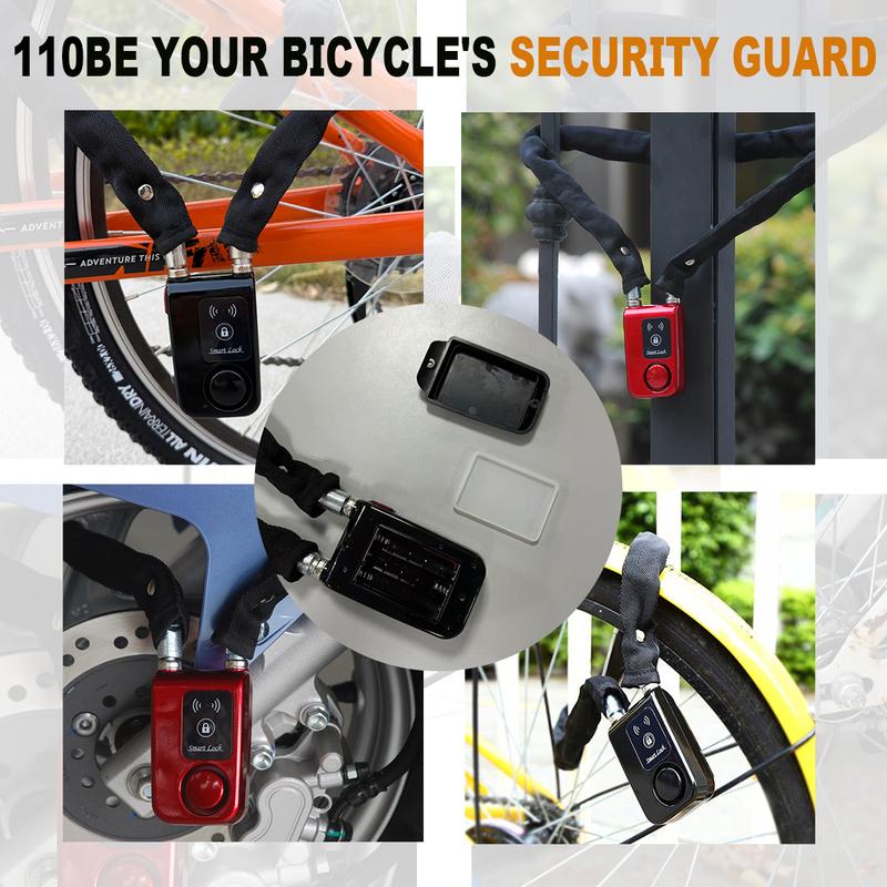 Lucchetto Intelligente Wireless Antifurto Catena in Rame Lucchetto a Catenaccio Impermeabile IP55 Catena da 80cm Allarme 110dB Biciclette/Motociclette/Monopattini Elettrici App