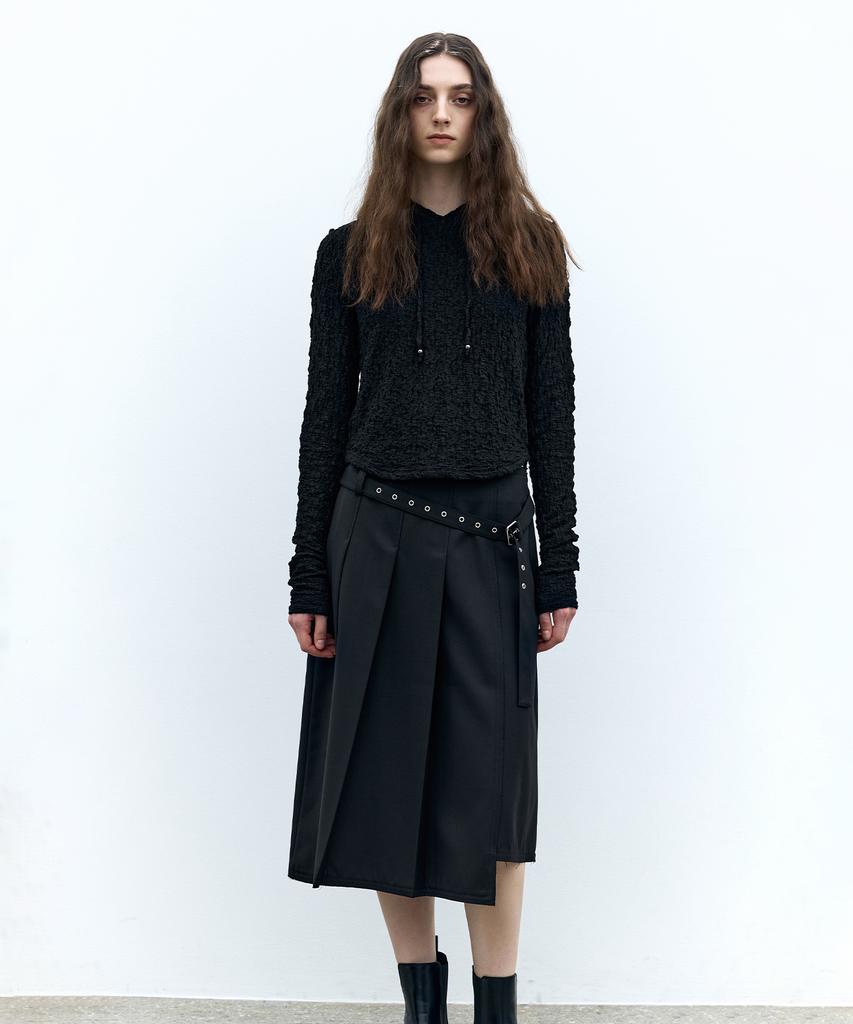 Textured Hooded Top Black