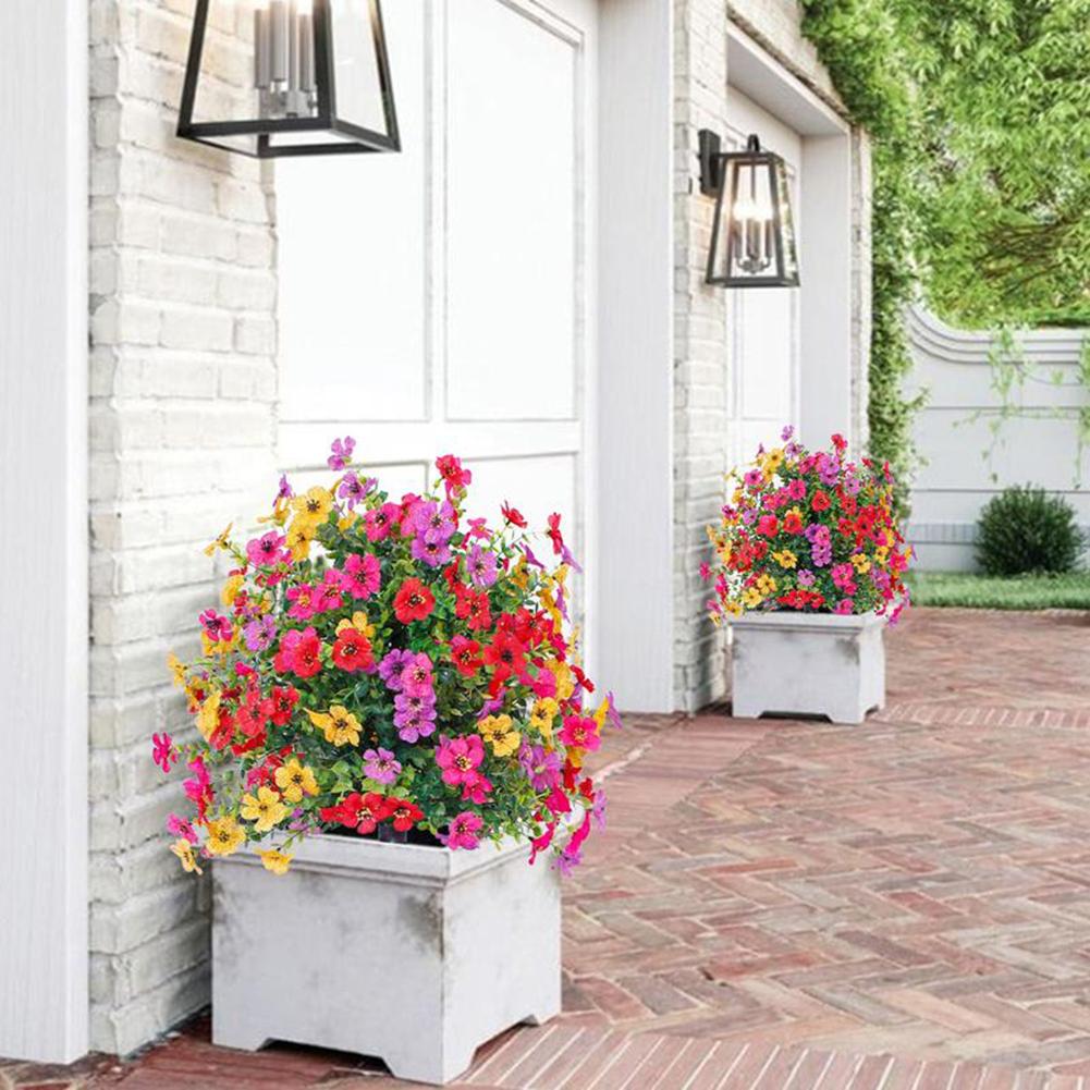Artificial Flowers Simulated Flower Daisies with Eucalyptus Leaves, for Home Outdoor Garden Decoration Spring Summer Patio Decor