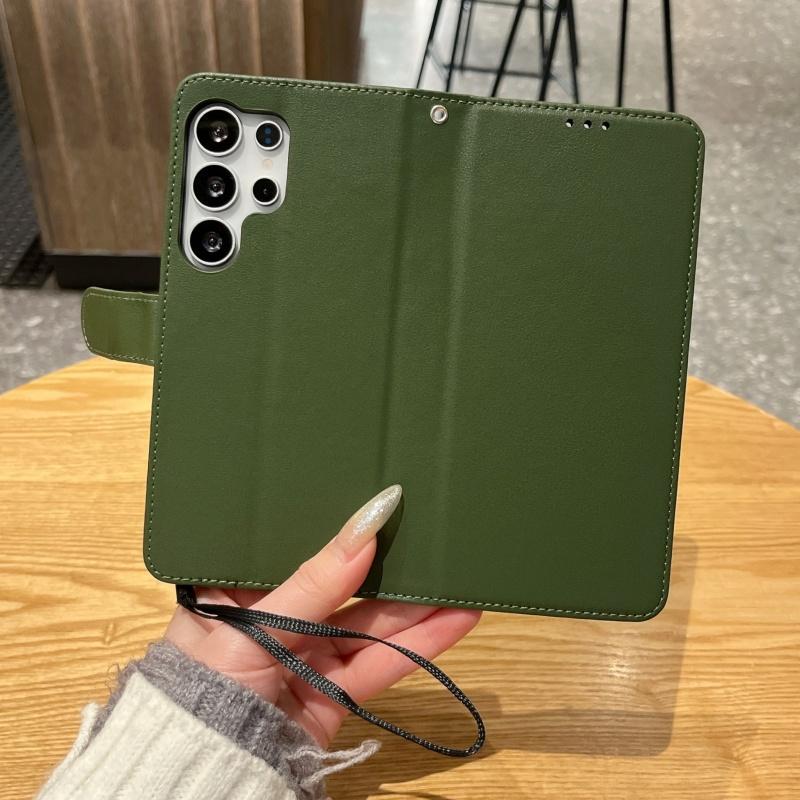Flip Cover Slot Card Wallet Leather Phone Case For Samsung S25 Ultra S24 S23 S22 Full-Body Protection With Wrist Strap Cover
