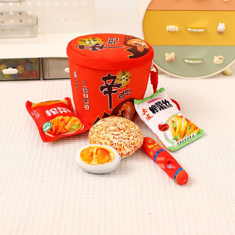 Simulated Instant Noodles Fried Noodles Snacks Family Bucket Pillow Storage Bucket Noodles Office Pillow Cushion Plush Toys 15cm*15cm 0.12kg