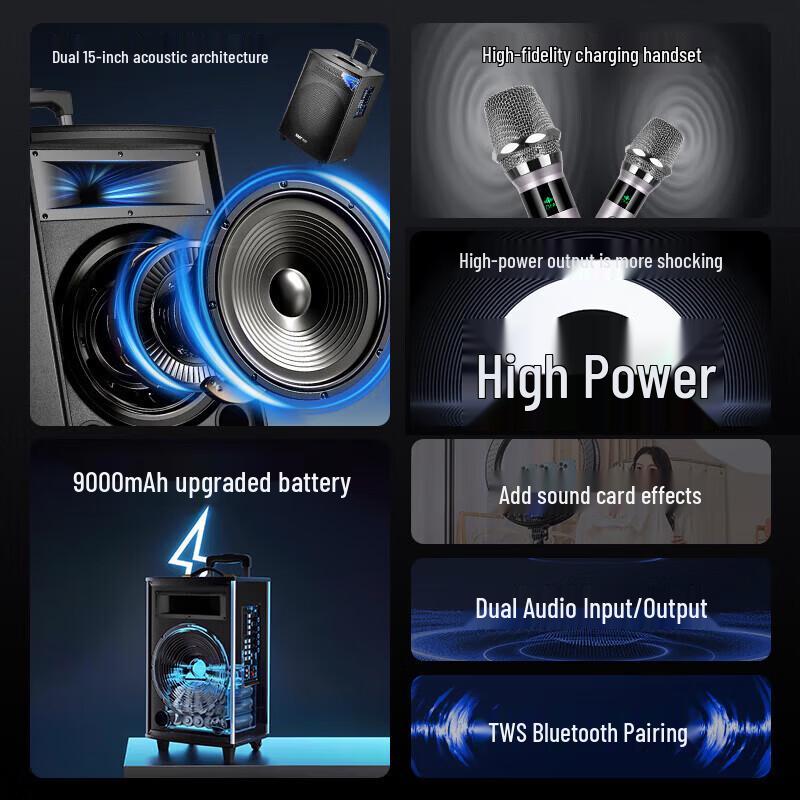 SAST Portable Bluetooth Karaoke Trolley Speaker CN plug (adapter included) (CN version)