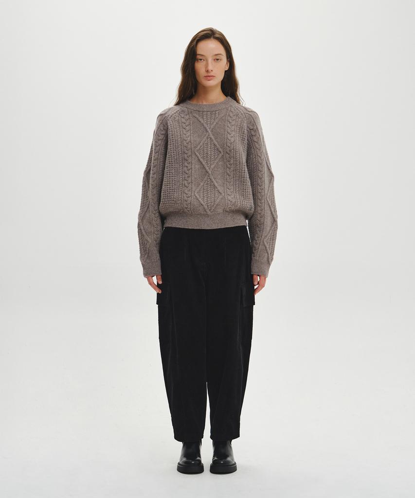 HELEMENT Women'S Cable Knit (Brown)