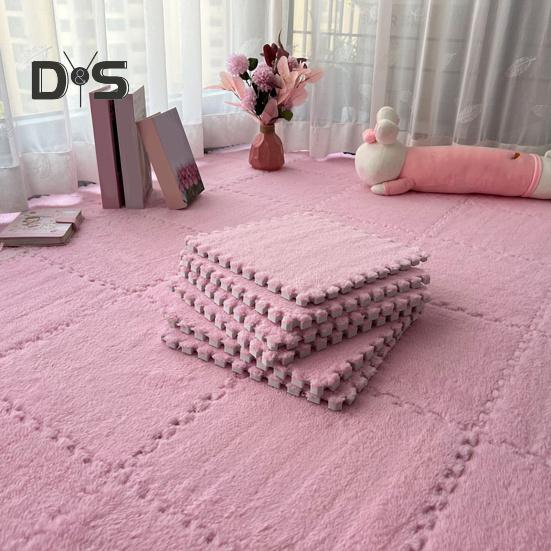 Plush Puzzle Carpet Interlocking Floor Mat DIY Non-Slip Carpet Tiles Baby Playmat for Living Rooms Bedroom Playroom Children's Rooms