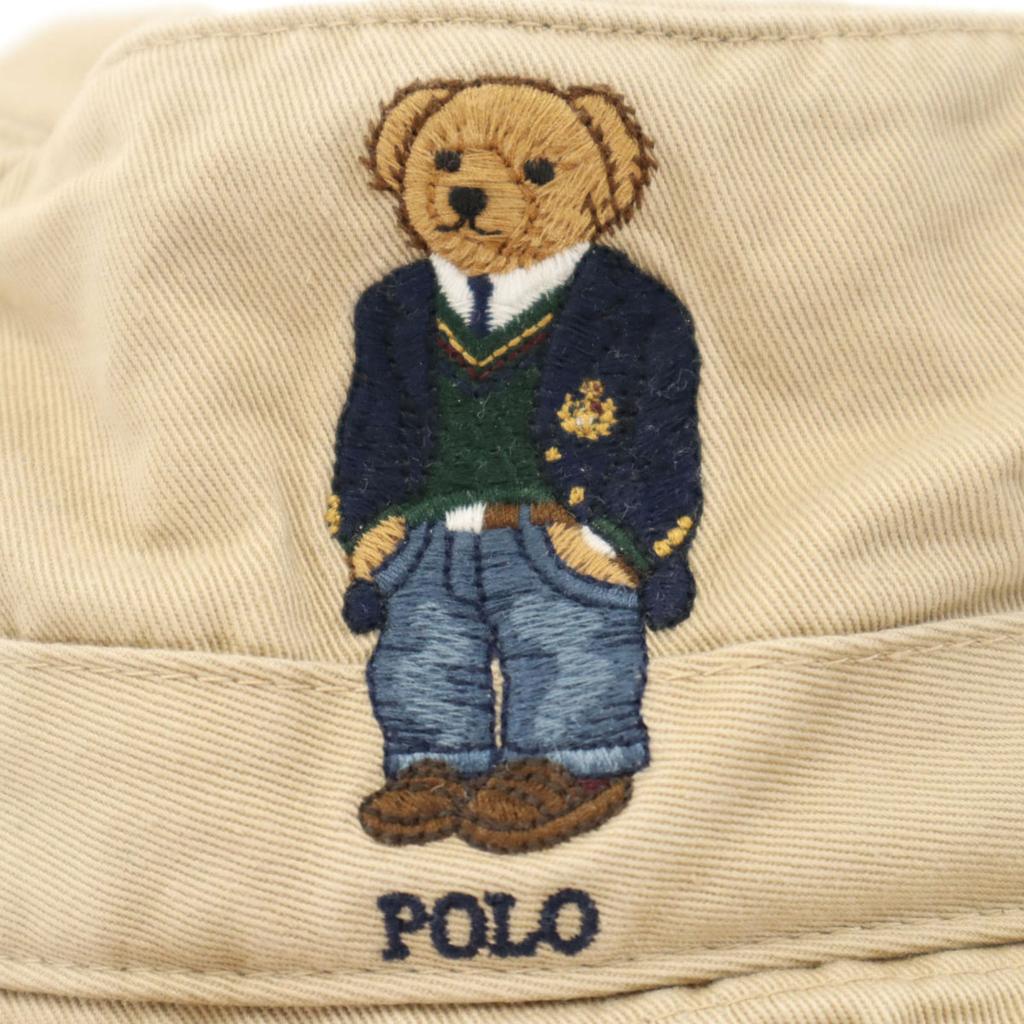 POLO RALPH LAUREN Polo Bear Embroidery bucket hat S-M beige hat Men's Used