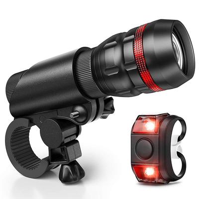 Fahrrad-Scheinwerfer-Rücklicht-Set Zoombarer Taschenlampen-Batteriebetriebenes Fahrradlicht-Set