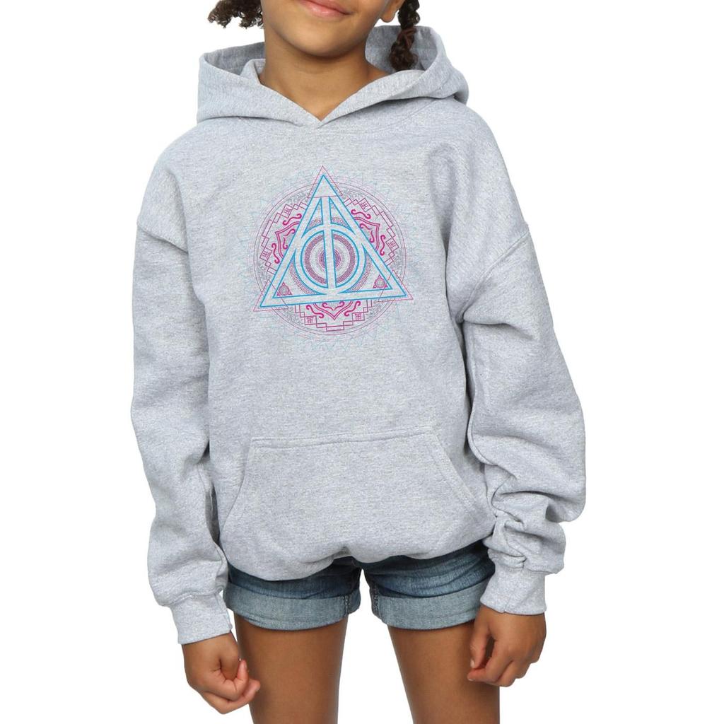 HARRY POTTER Girls Neon Deathly Hallows Hoodie