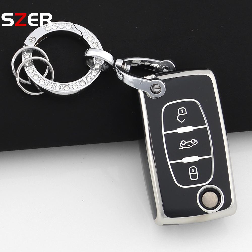 For Citroen C2 C3 C4 C5 C6 Xsara Berlingo For Peugeot 207 307 308 407 607 807 Fashion Tpu Car Key Case Cover Keychain Fob Shell
