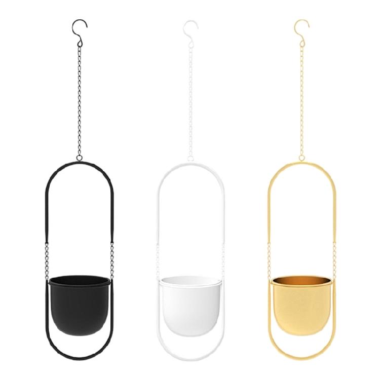 Minimalists Golden Hanging Planter With Adjustable Chain Corrosions Resistant for Home Office Decoration