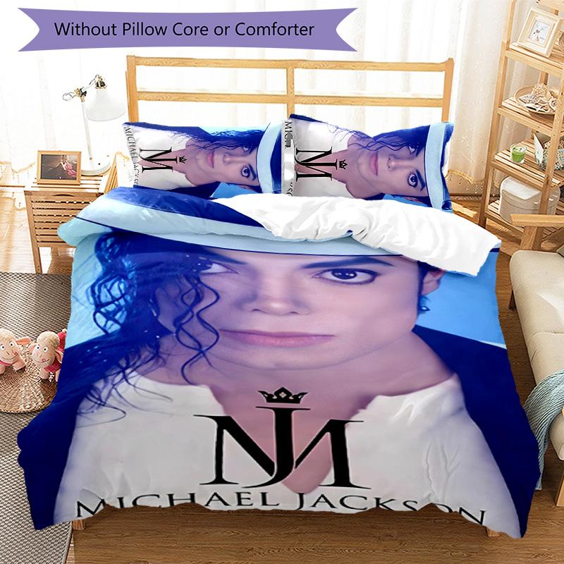 3pcs Michael Jackson Design Cover Set - HD Printed Bedding with 1 Cover and 2 Pillowcases - Perfect for Home and Dorm Decor
