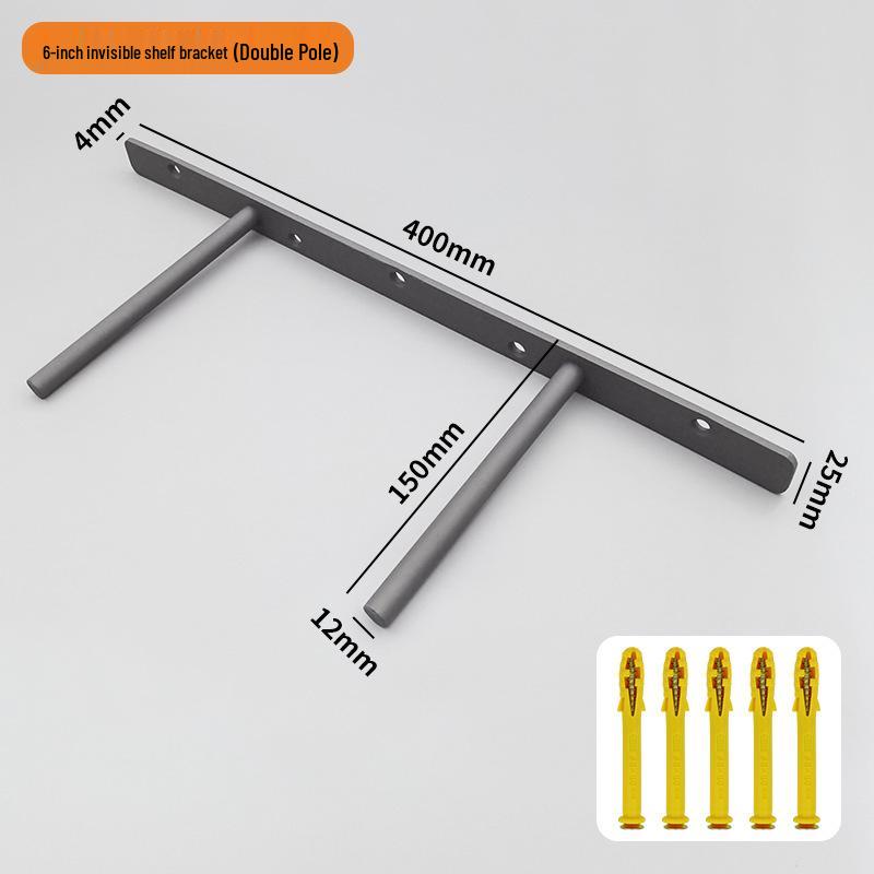 T-Shaped Invisible Shelf Bracket: Wall Mount Bookshelf & Storage Support.